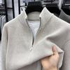 Мужской высококачественный вязаный кардиган на молнии из шерсти - Толстый, модный, свободного кроя для осени/зимы
