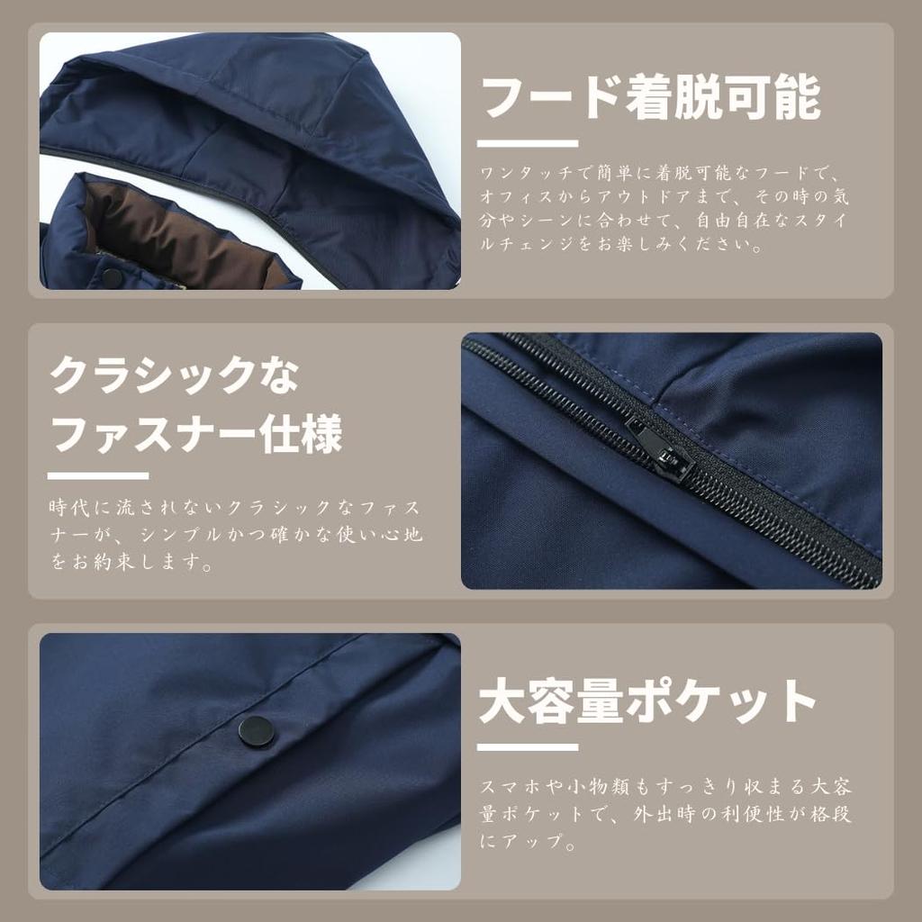 Inkpoo Winter Short Down Bench Coat with Detachable High Fleece Outdoor Office Size M Men's Coat, Hood, Neck, Lining, Padded, Warm, Windproof,