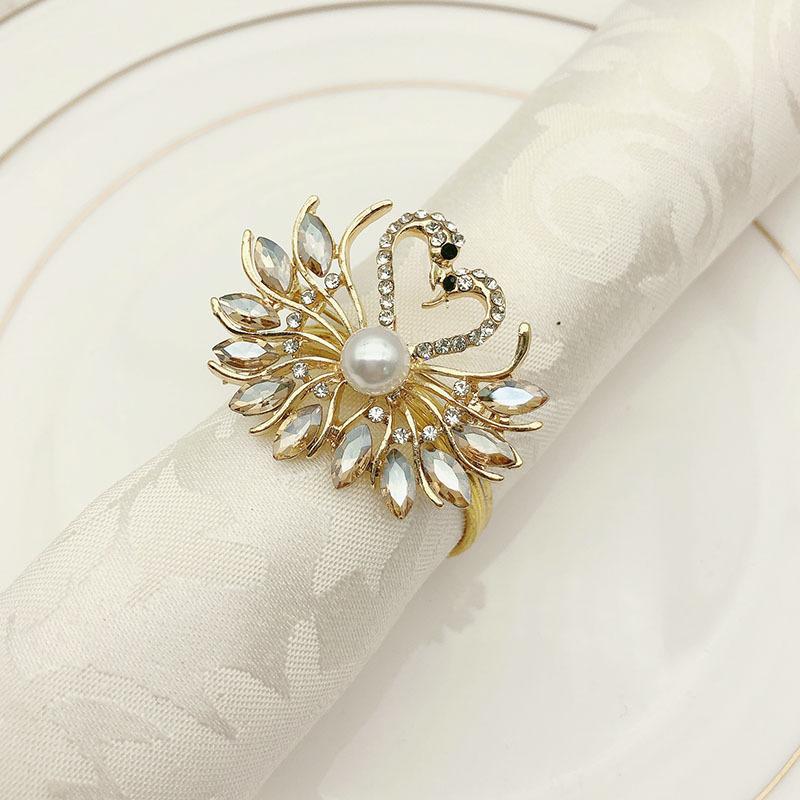 10 шт./лот Кольцо для салфеток с кристаллами и бриллиантами Swan, свадебный набор, высококачественная пряжка, настольные украшения, новые