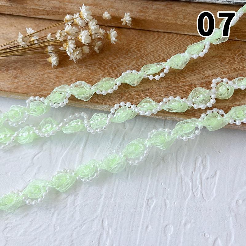 Lolita Lace Bead Ruffled Lace Fabric Pleated Edging Satin Ribbon Diy Baby Clothing Skirt Curtain Furniture Decoration Lace Trim