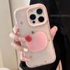 Вращающийся чехол для телефона Apple с пудрой, подходит для iPhone 16promax, маленький свежий 14 прозрачный 13 силиконовый 11 трехмерный мягкий