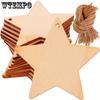 50pcs Blank Wooden Star Ornaments for DIY Crafts & Gift Tags - Paintable Cutouts with Ropes Included, Perfect for Holiday Decorations