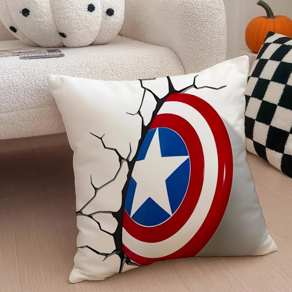 CCaptain America Cushion Cover Linen Pillow Case Soft Breathable Protective Couch Room Decoration