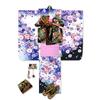 Muromachi 7 Years Old Kimono Golden Koma Fantastic Yotsumi Zori Full Set 753 X Blue Purple X Double Cherry Blossom [Kyoto St. ] Shichi-Go-San Girl's