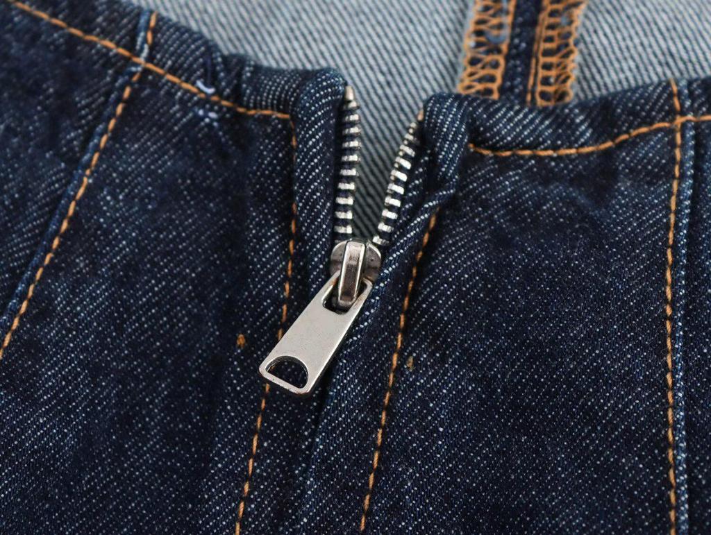 Spring 2025 Women's European & American Style Sexy V-Neck Spaghetti Strap Wave Hem Denim Jacket Top