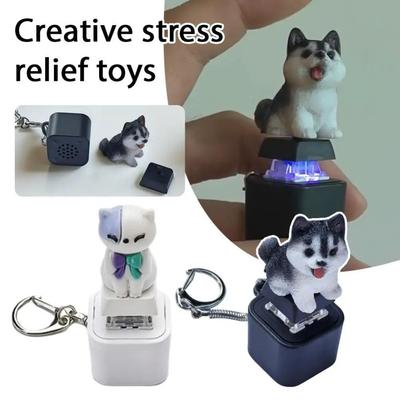 BEPAN Electronic Frog and Pig Button Voice Keychain ABS Keyboard Button Keyboard Fidget Keychain Removable Luminous