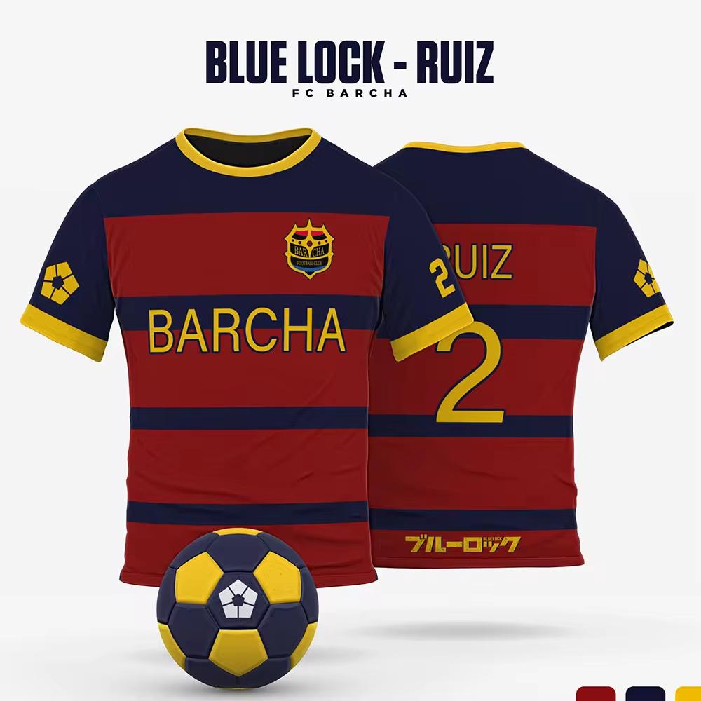 Футбольный клуб Barcelona Blue Lock, мультяшный аниме-косплей, мужской свитер, летняя футболка с короткими рукавами и 3D-принтом, мода