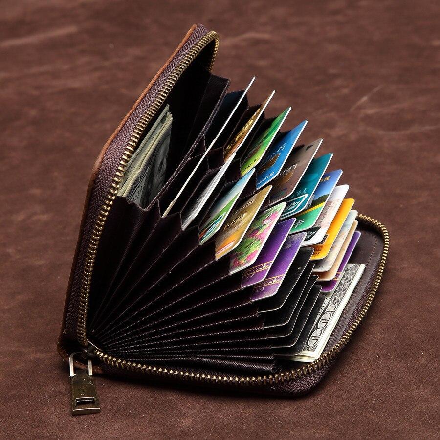 Johnature Мужской кошелек из натуральной кожи с RFID-держателем для карт, винтажный кожаный кошелек Crazy Horse ручной работы с тиснением и несколькими отделениями для карт