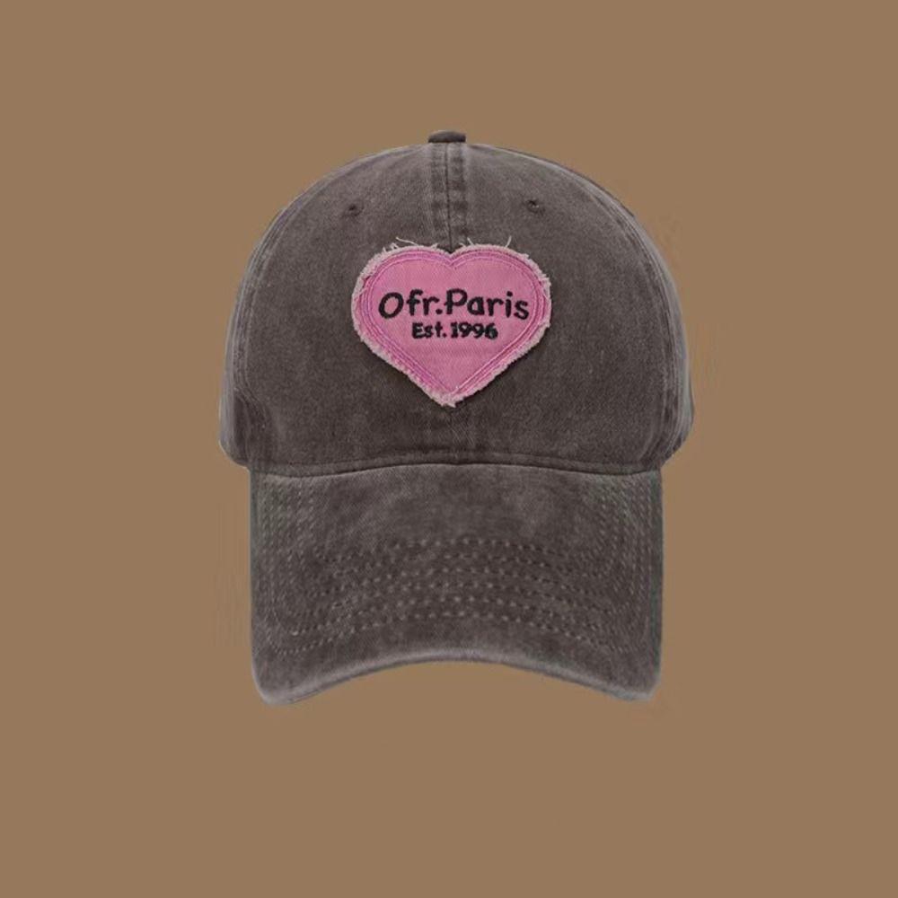 Love Heart Embroidery Snapback Hat Washed Cotton Couple Sun Hats Fashion Women Baseball Cap