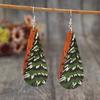 Creative Wooden Long Christmas Tree Earrings - European & American Style