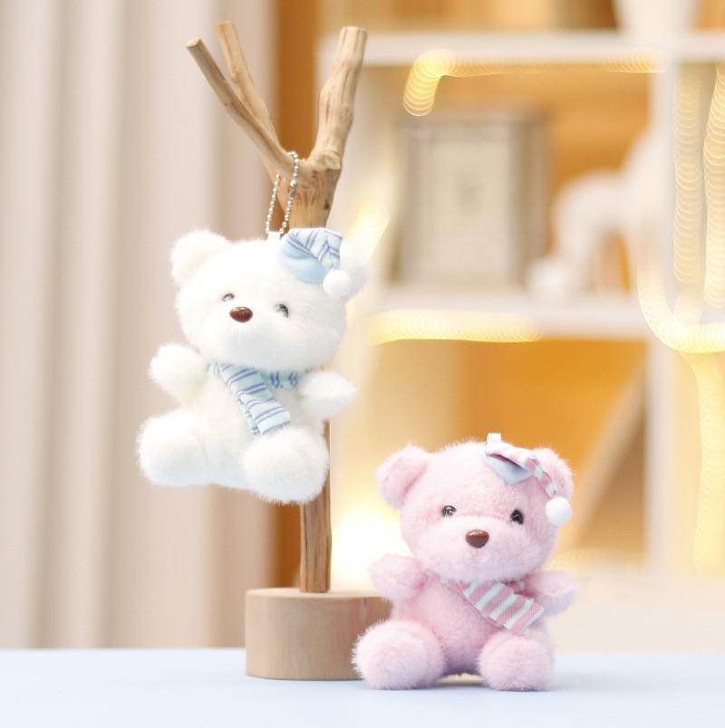 Santa Hat Bear Plush Toy Soft Stuffed Animal Keychain For Holiday Gift