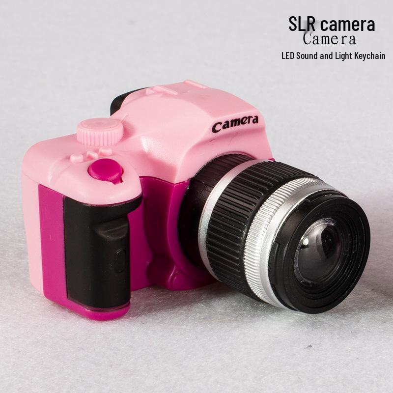 DSLR Camera Keychain with LED Light and Sound - Creative Keyring Pendant Gift