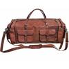 Brown Leather Duffle Bag Leather Duffel Bag 32 Inch Large Travel Bag Gym Sports Overnight Weekender Bag Brown