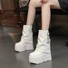 14cm Pants Boots 2024 Autumn Winter New Women's Belt Buckle Leather Boots Ultra-high Heel Solid Color Trend Fried Street Jane
