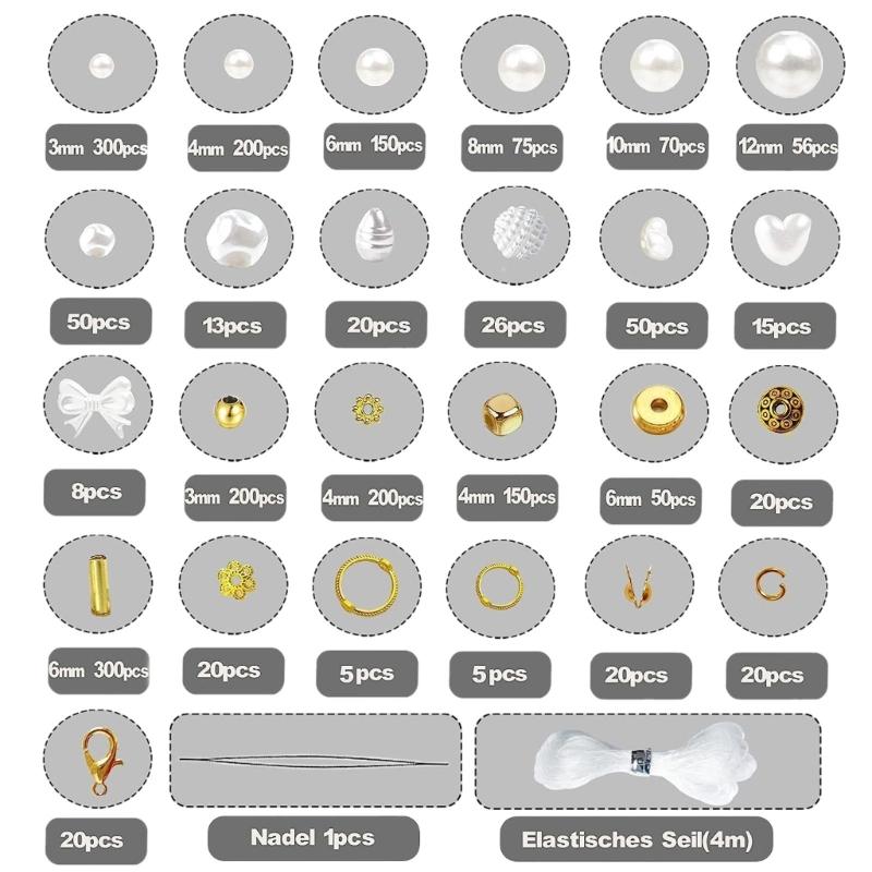 Versatile Spacer Beads Charm Loose Beads ABS Material DIY Beads Set Threading Beads for DIY Bracelet and Jewelry Making