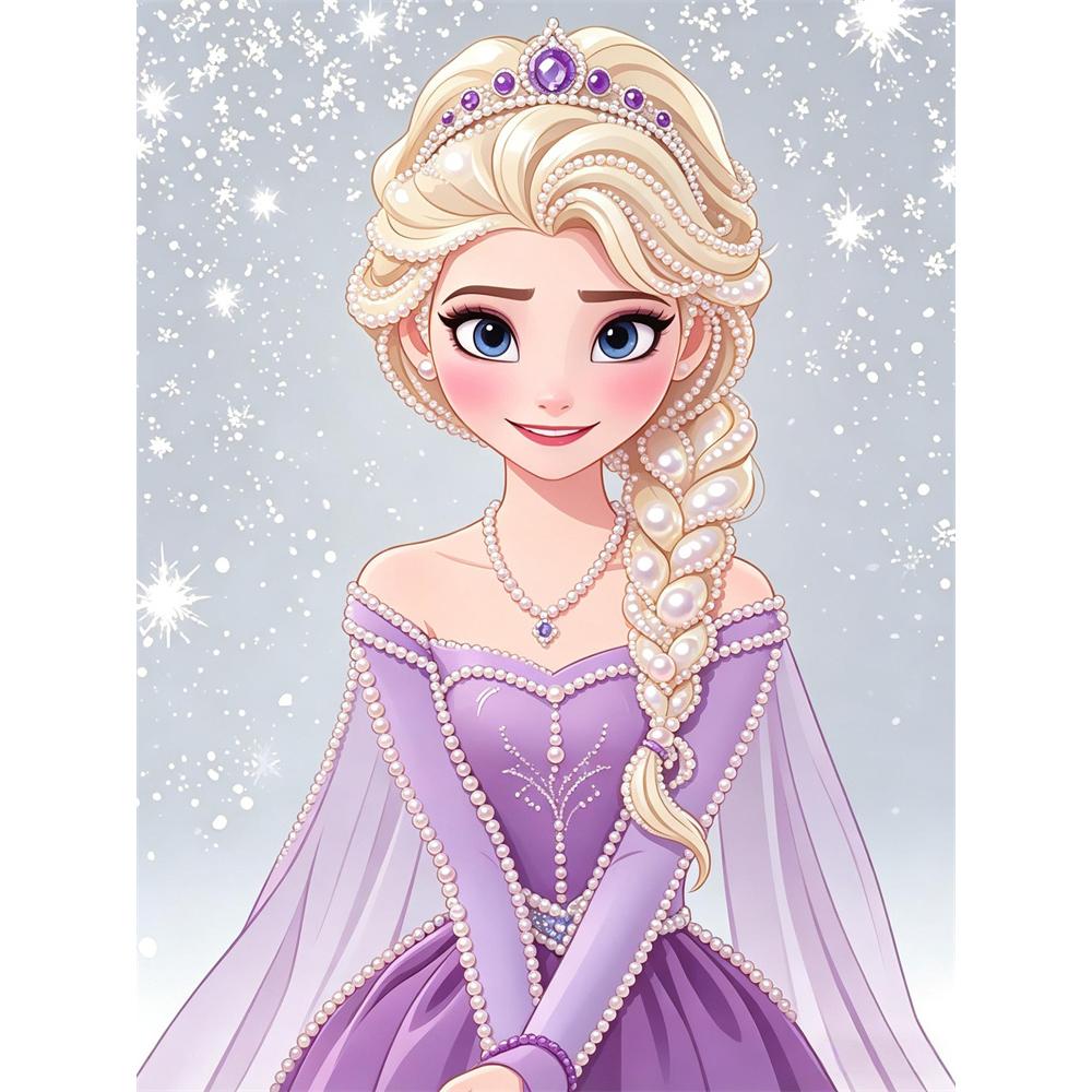 Disney Pearl Painting Purple Dress Elsa DIY Pearl Art Pearl Painting Kit Pearl Art Painting Wall Suitable for Home Office Decoration Handmade Gifts
