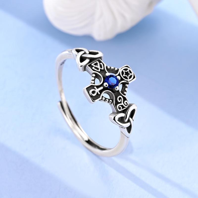 Copper Original White Zircon Celtic Knot Cross Ring Women'S Anniversary Gift Engagement Rings For Women Men Jewelry