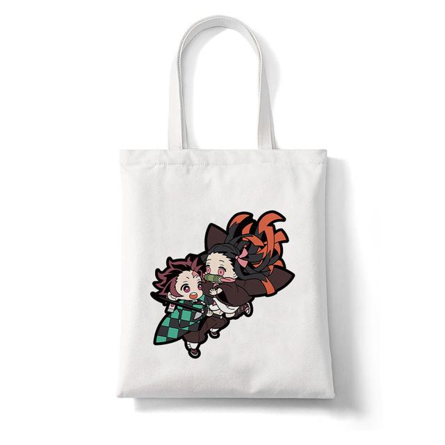 Demon Slayer Japan Anime Kimetsu No Yaiba Kamado Tanjirou Handbags Shoulder Bag Shopping Handbag High Capacity Women Canvas Bag