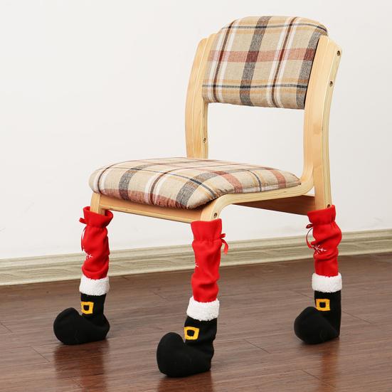 Yousheng Christmas Chair Leg Covers Cartoon Table Chair Leg Socks Non-slip Furniture Protective Cover for Xmas Home Kitchen Dining Room Decor