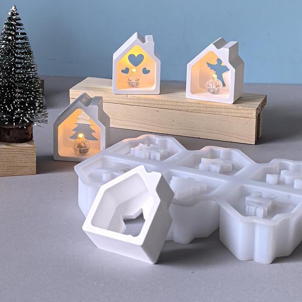 DIY Рождественское украшение Силиконовая форма Рождественская тематика Световое украшение Гипсовая капельная форма Рождественский домик Олень Ангел Набор форм