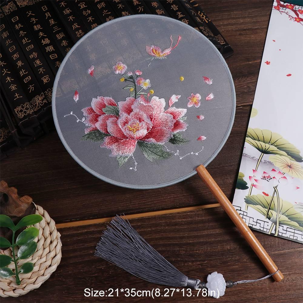 Веер с вышивкой в китайском стиле, ручной шелковый веер, веер в древнекитайском стиле, китайская свадьба