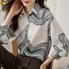 Spring And Autumn  Women Print Shirts Turn Down Collar Chiffon Blouse Long Sleeve Tops Office Lady Loose Clothes Blusas 29207