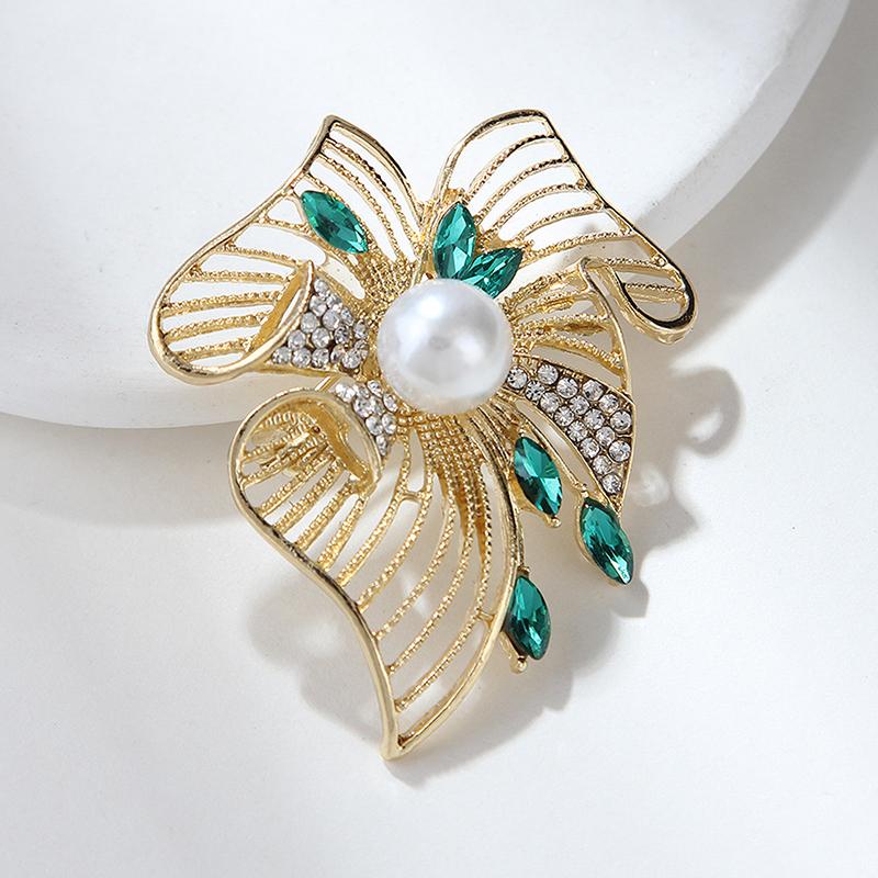 Винтажные жемчужные броши с полыми листьями для женской одежды, пальто, аксессуары для вечеринок, подарки