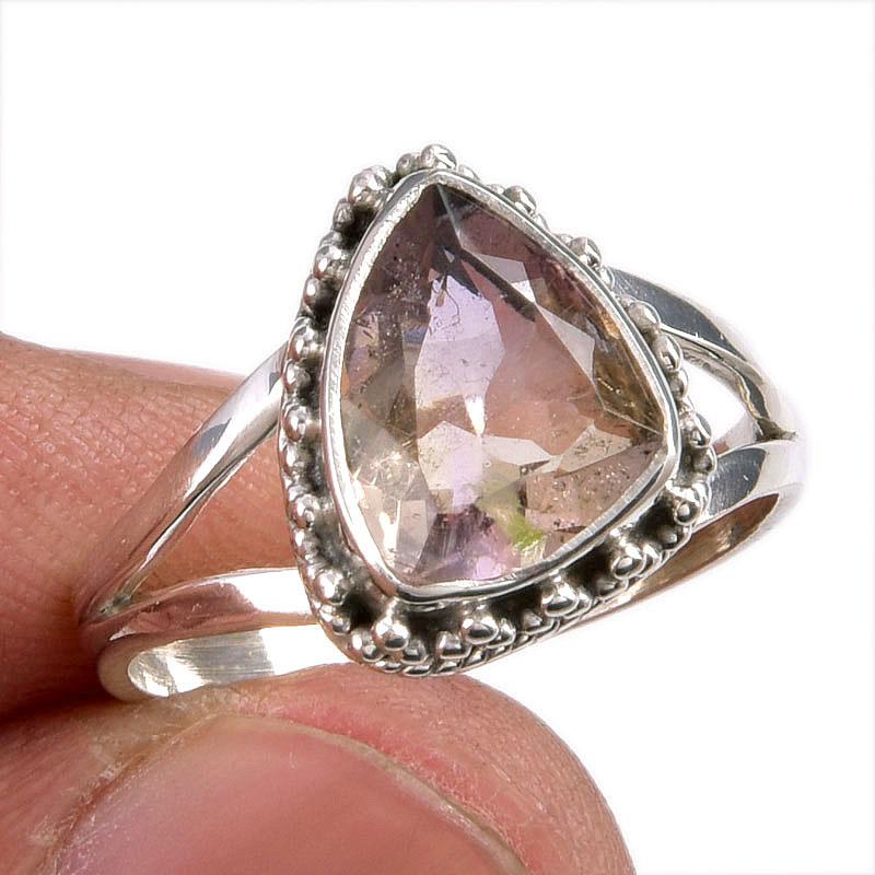Натуральный аметрин драгоценный камень ручная работа 925 чистое серебро ювелирное кольцо размер 7 V7e78