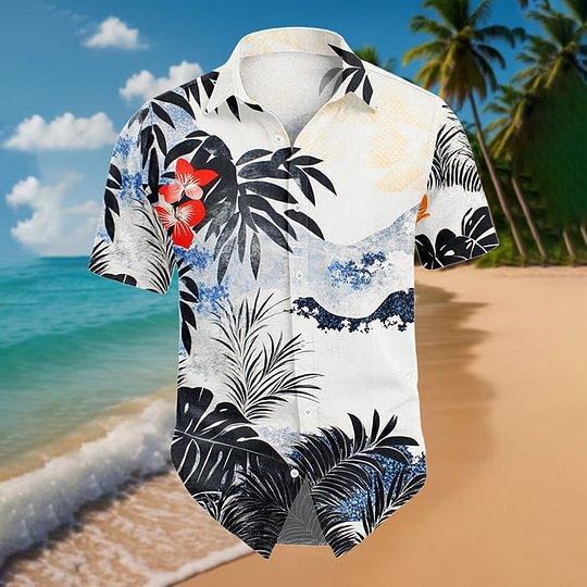Summer new Hawaiian shirt men's digital printing short sleeve source factory one piece is versatile