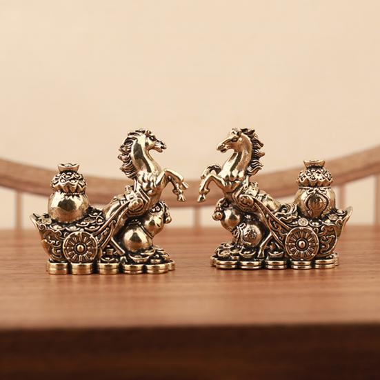 Статуэтка Лошади Фэн-шуй 2026 Год Лошади Настольные Латунные Украшения Китайский Новый Год Благословение Сувенир Скульптура Зодиакального Животного для Фестиваля Домашний Декор