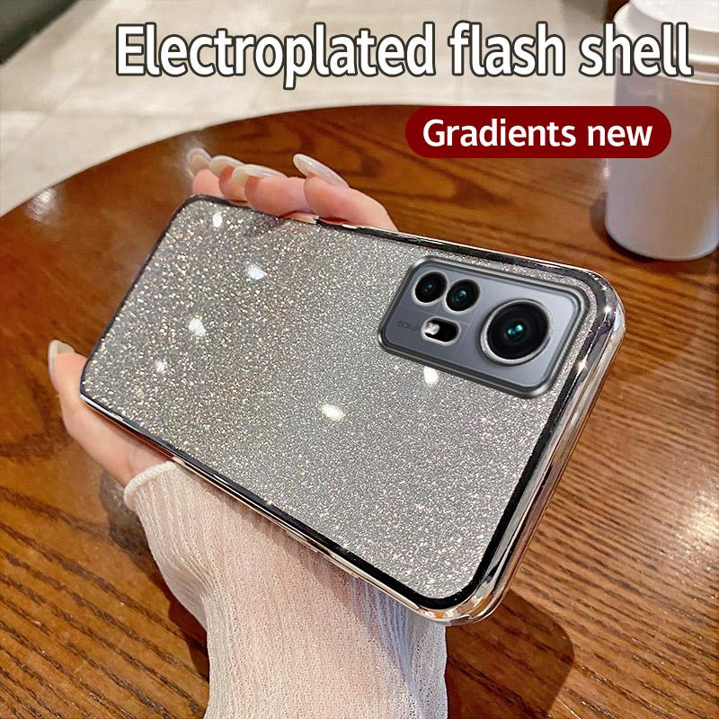 Чехол для Xiaomi 12T Чехол для телефона Xiaomi 12T Pro с блестящим покрытием, силиконовый объектив камеры, мягкая задняя крышка