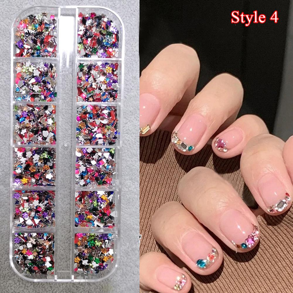 Mix 3D Nail Rhinestones 12 Grids Crystal Diamonds For Nail Art Mini Glitter Diamonds Decorative DIY Nail Art Accessories