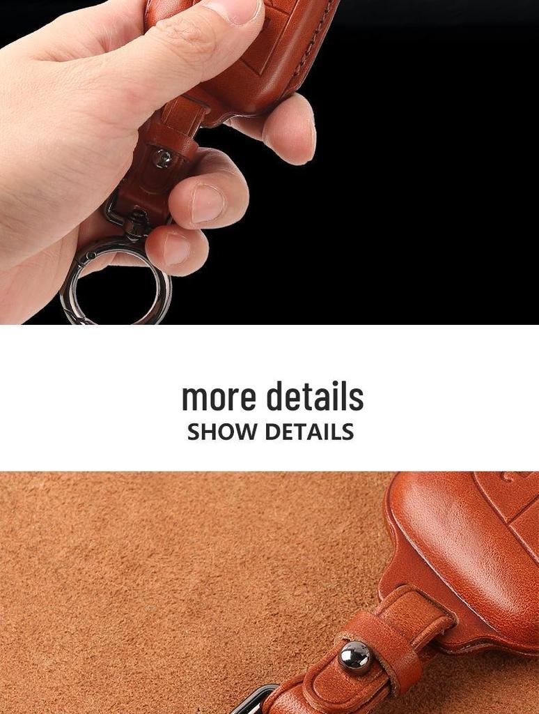 Genuine Leather Key Case for Cadillac CT5/CT4/XT6 - Premium Cowhide Key Holder