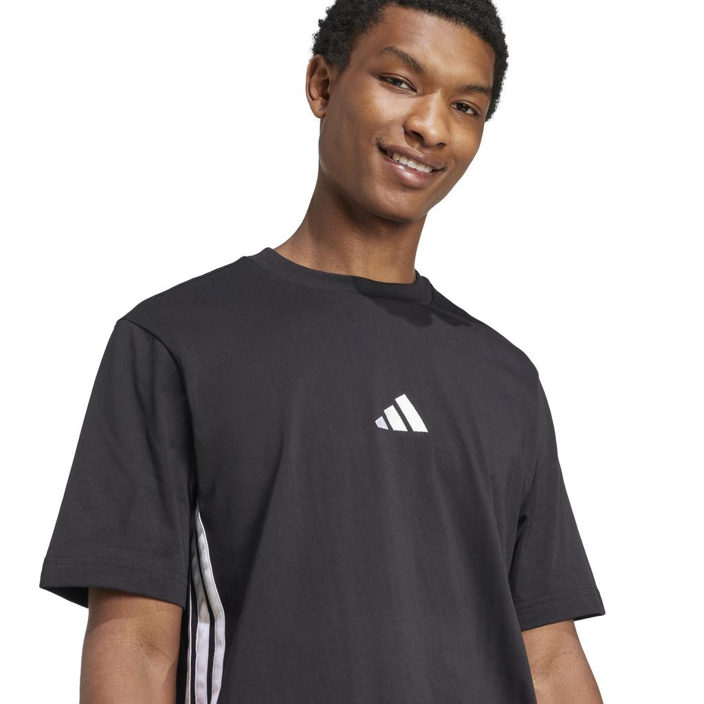 Мужская футболка Adidas Essentials с коротким рукавом, размер L, с тремя полосками, KTF02, черно-белая (JD1906),