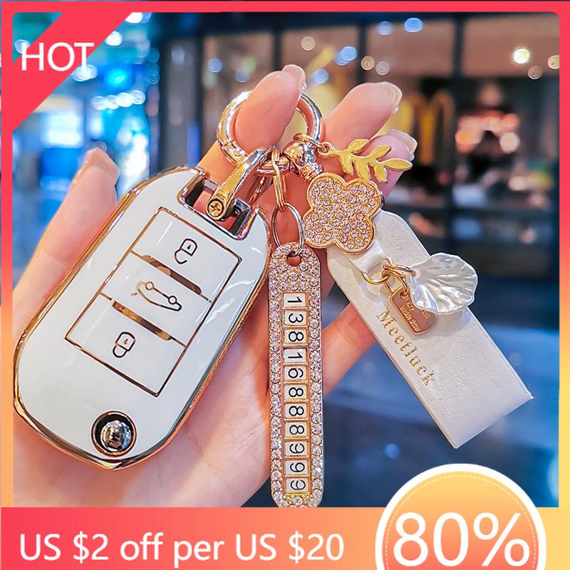 Styling Mouldings TPU Car Key Case Cover Protect Shell Bag For Peugeot 208 107 206 306 307 308 2008 3008 4008 5008 RCZ Citroen C
