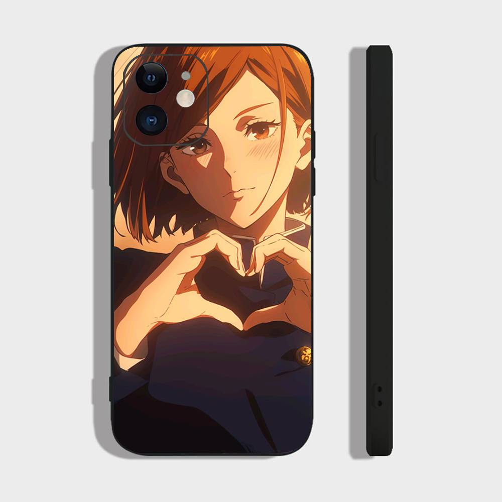 Чехол для телефона Kugisaki Nobara Аниме Jujutsu Kaisen Для IPhone 17 Air 16 15 14 13 Pro Max 11 12 Черный Силиконовый Чехол
