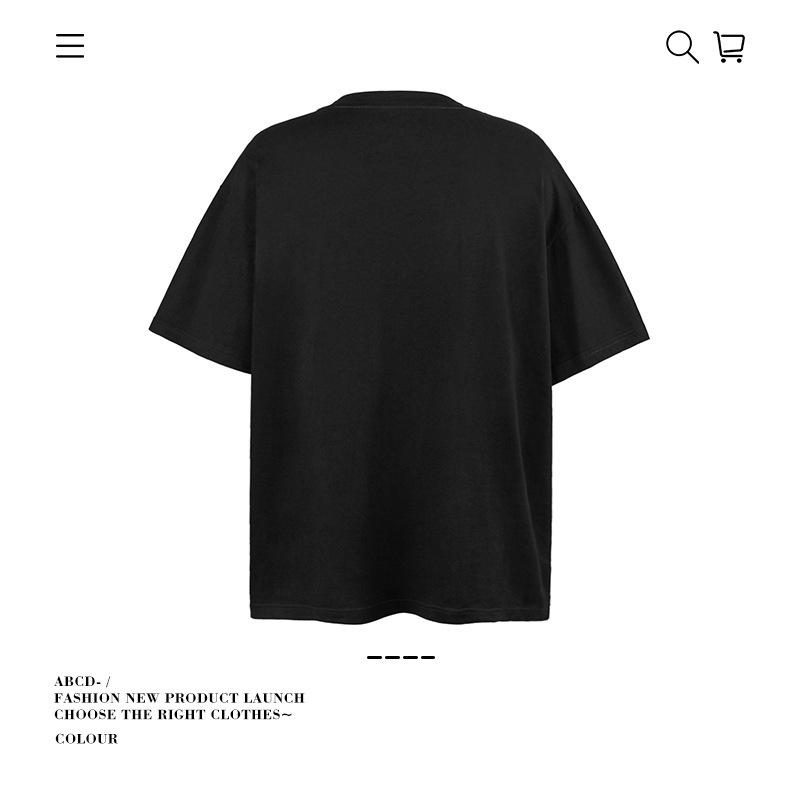 Loose Print Short Sleeve Summer Pure Cotton Gram Lip Print Men'S And Women'S Trendy Brand Heavy T-Shirt 250 Spoof