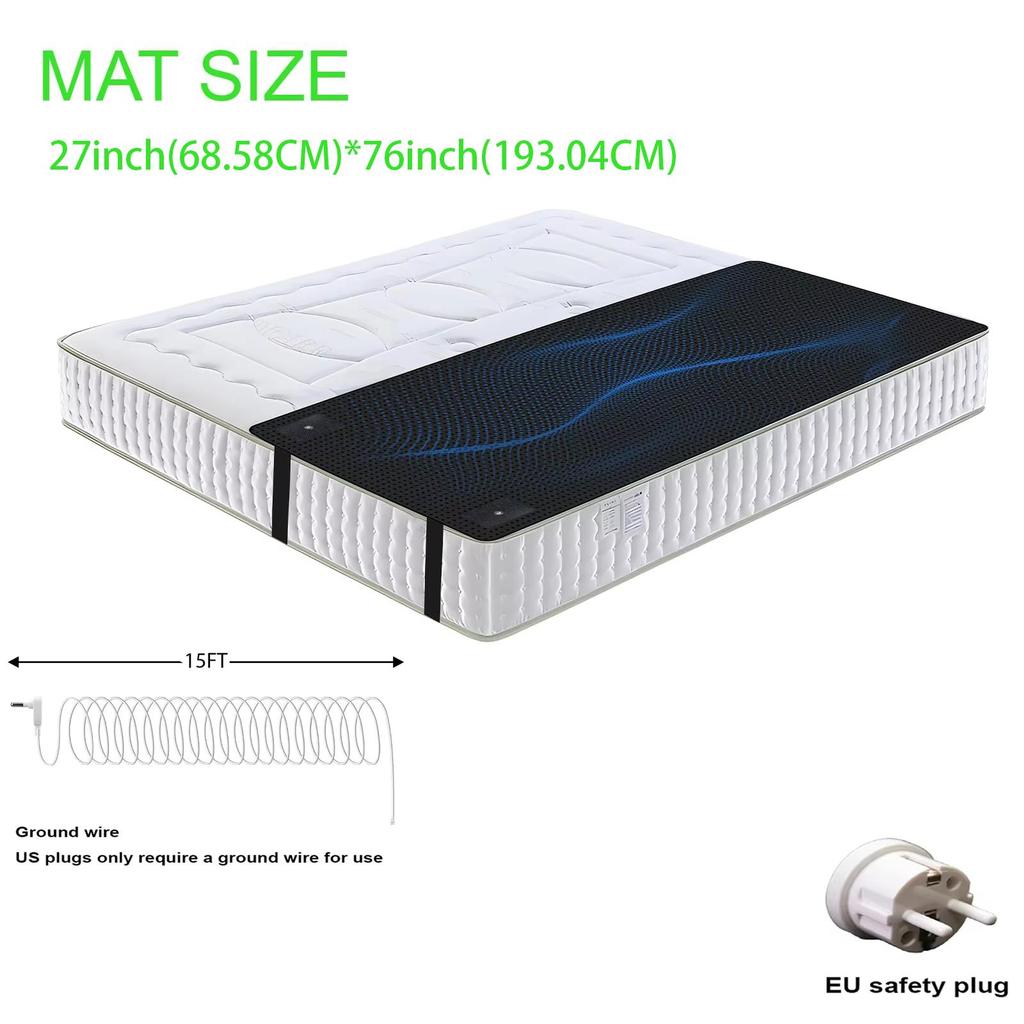 Заземляющий коврик 27×76 дюймов для лучшего сна, облегчения боли и снижения стресса - Заземляющий коврик с заземляющим шнуром, идеально подходит для сна