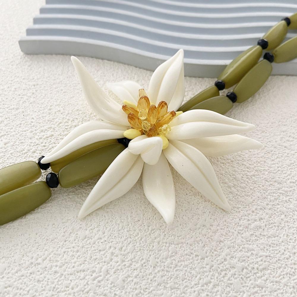 Bracelet Large Flower Choker Necklace Handmade Floral Ear Studs Bamboo Flowers Jewelry Set Girls