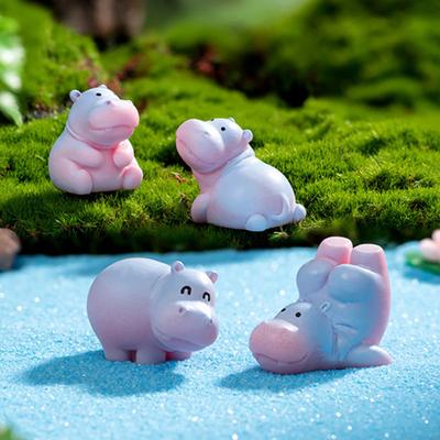 Миниатюрная фигурка бегемота, мини-мультяшный бегемот, украшение своими руками, микропейзаж, сказочный сад, животное, смоляная статуэтка, украшение