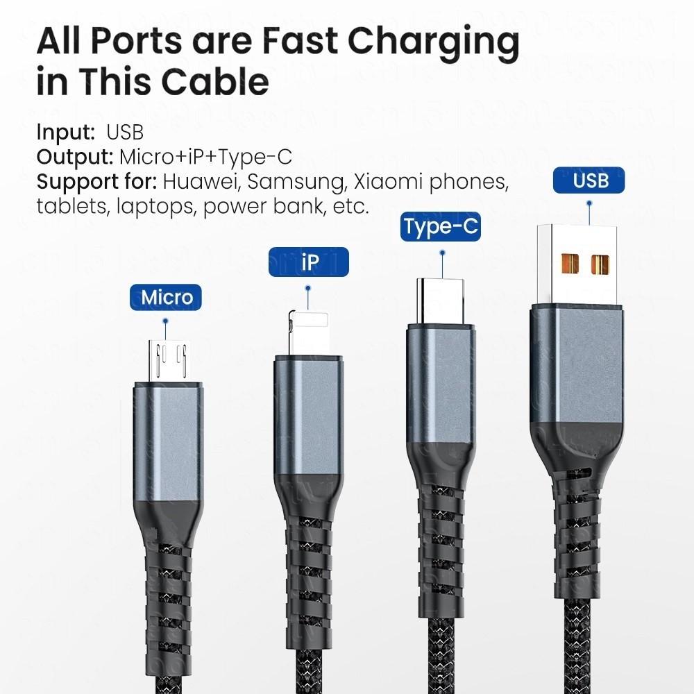 100 Вт 3 в 1 Супер зарядный кабель 6A Micro USB Type C Быстрое зарядное устройство Кабель типа C Кабель для передачи данных для Samsung