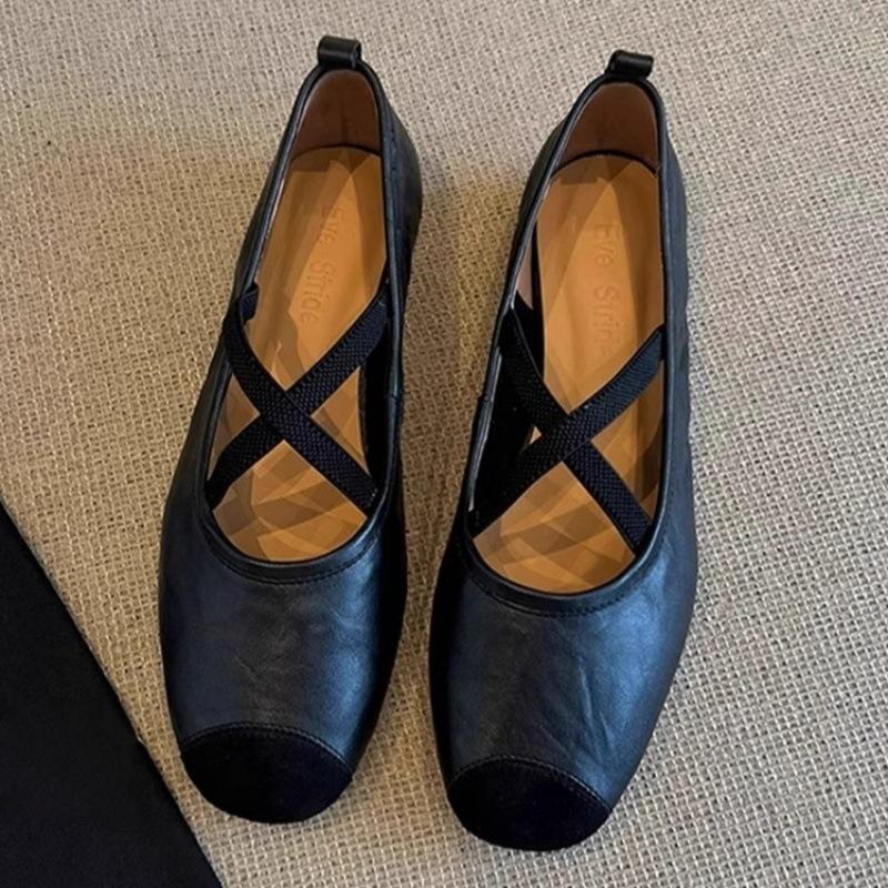 Супермягкая овчина~ Ретро французские одинарные туфли женские балетки на плоской подошве с неглубоким вырезом вечерние туфли с перекрестным ремешком туфли Мэри Джейн