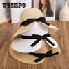 Bowknot Straw Bucket Hat Elegant Solid Color Sun Hat Trendy Foldable Travel Beach Hats for Women Daily Uses Summer Outdoor