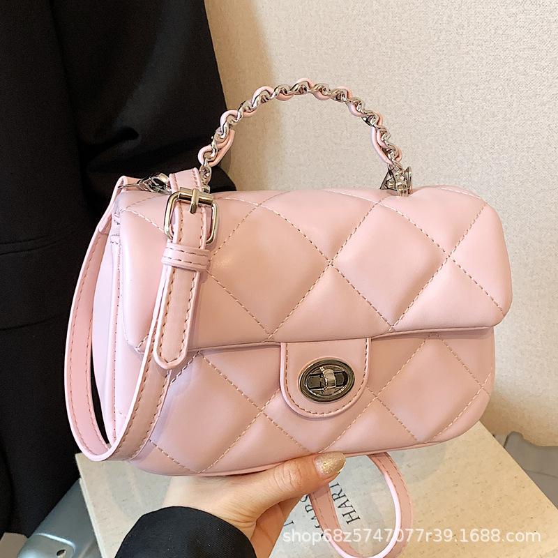 Fashion Lingge Handheld Small Bag Women's 2025 New High-end and Versatile Small Square Bag Niche One-shoulder Crossbody Bag Trend