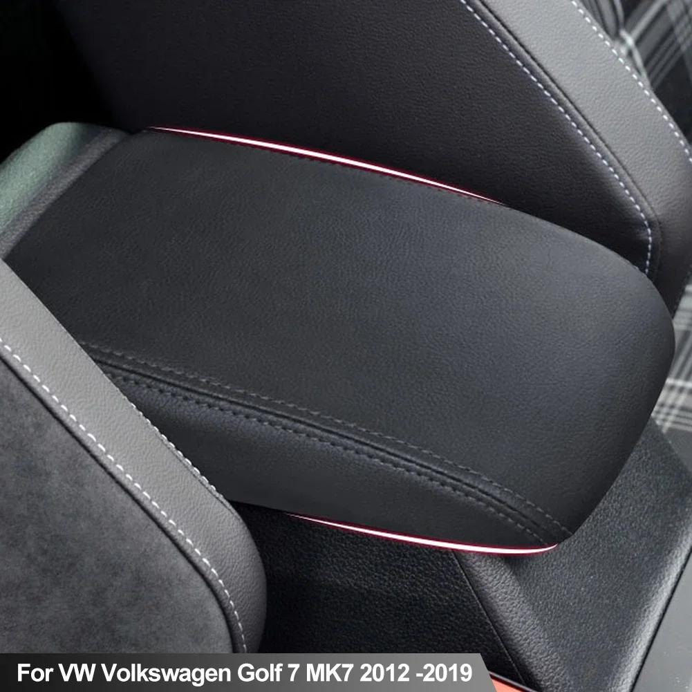 PU Leather Car Armrest Cover For VW Volkswagen Golf 7 MK7 2012-2019 Center Console Lid Armrest Box Protective Case