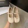 Xiaoxiangfeng Single Shoes 2025 Spring and Autumn New One-word Buckle French Beanie Shoes Women's Flat-soled Soft-soled Mary Jane Grandma Shoes