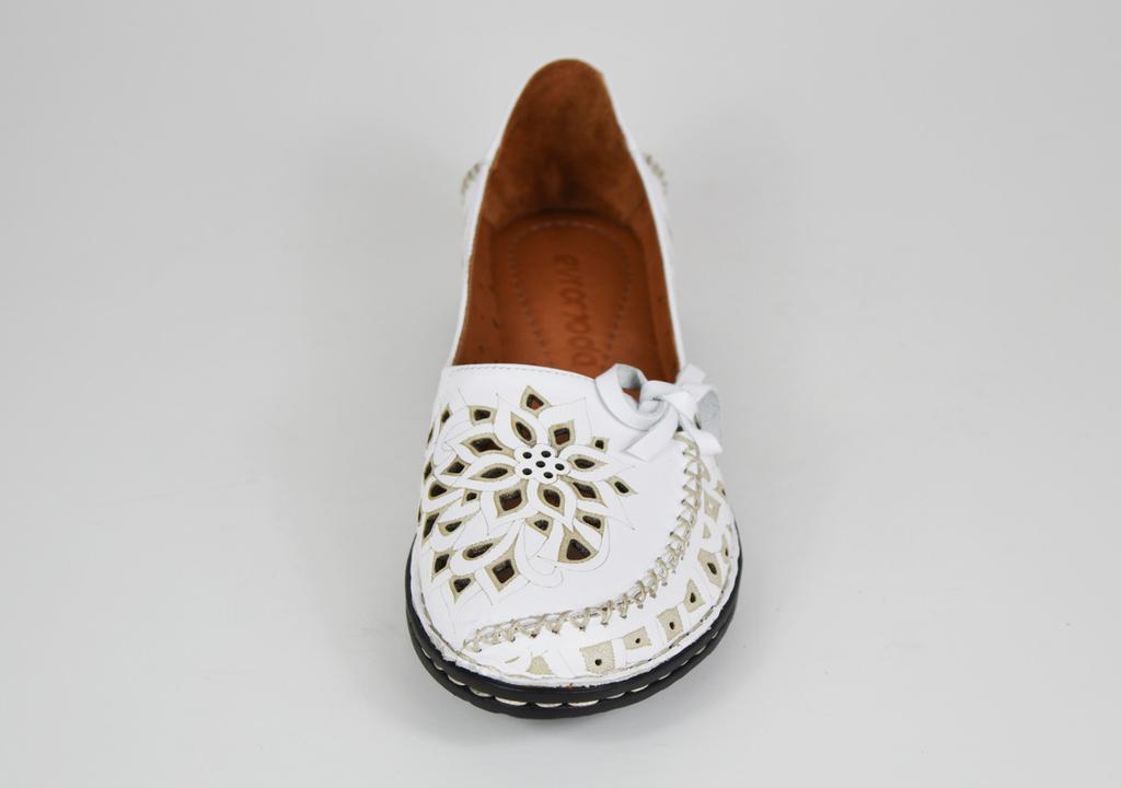 Балетки Evromoda 1459 Белые кожа