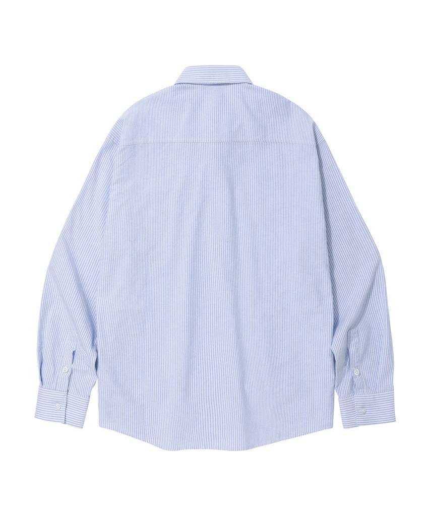 STENDS [M~4Xl] Arch Logo Oxford Washed Shirt_Stripe Blue