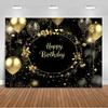 Black and gold birthday party decorations, black and gold balloons, photography backdrop, photo shoot props, supplies3766