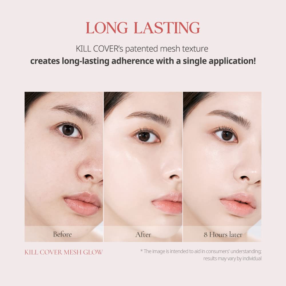 CLIO KILL COVER MESH GLOW CUSHION Корейская косметика Прозрачная глянцевая сыворотка для кожи Поры Защита от УФ-излучения SPF50+ PA++++ (#4 ИМБИРЬ)